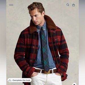 Polo Ralph Lauren Men’s Shearling Collar Plaid Barn Coat